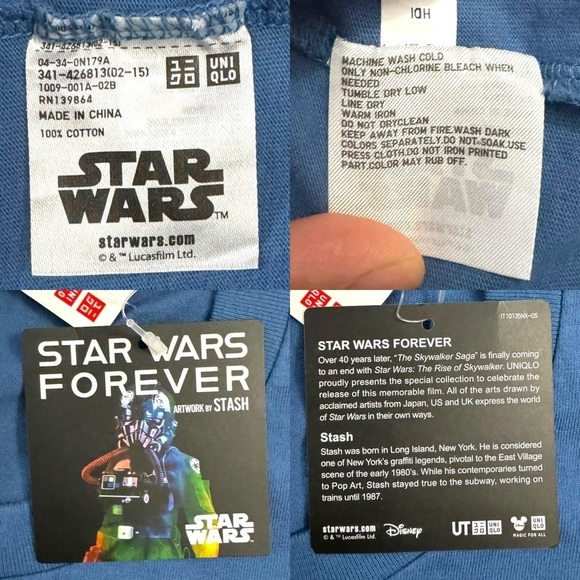 Star Wars Uniqlo Stash Retro Graffiti Pop Art C3PO R2D2 Droids Graphic T-shirt L - Picture 5 of 16